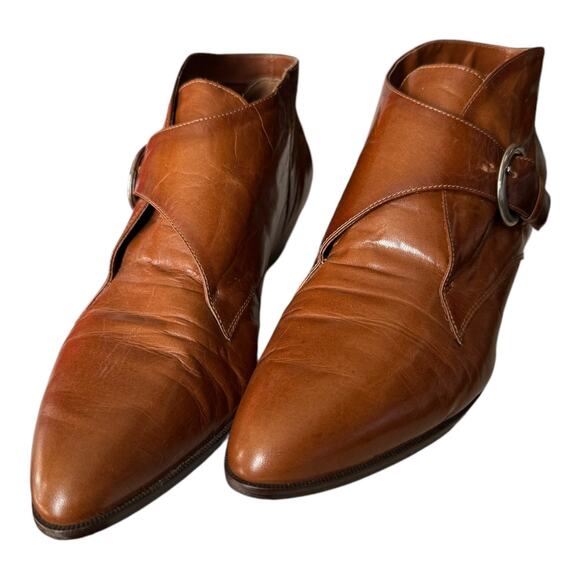 Vintage 9 West Mercedes brown boots with side buckle strap closing size 7.5 - Picture 14 of 16